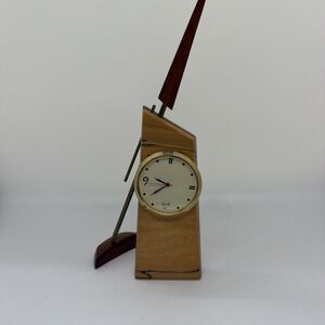 MCM Rosewood Art Deco Peter Czuk Vintage Desk Clock - Signed By Artist